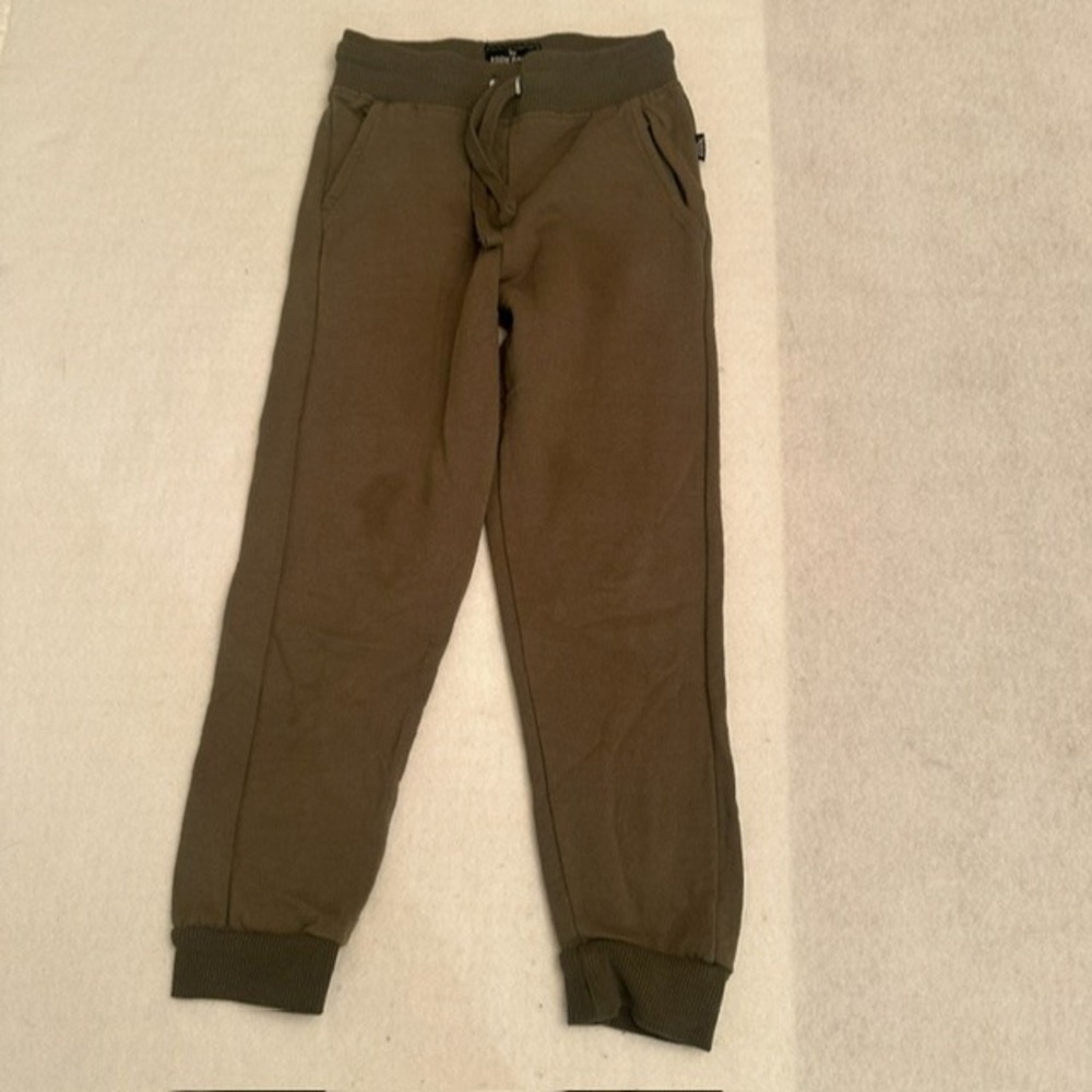 Eddie Bauer Olive Green Jogger Sweatpants Kids Size S 8 Fleece Drawstring Cozy